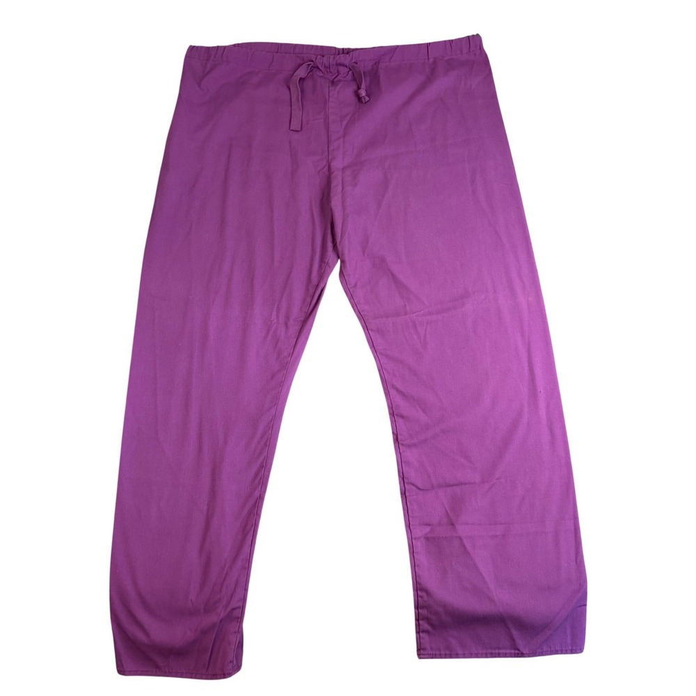 Crest Purple Scrub Pants Unisex Medium Drawstring Elastic Waist Workwear